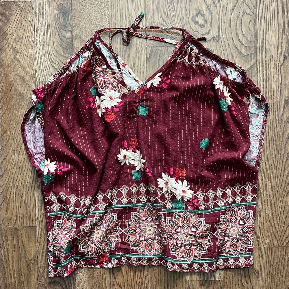 Zinzane Maroon Floral Patterned Blouse